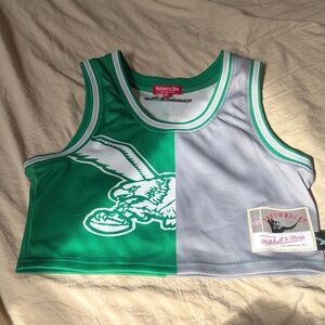 Mitchell & Ness Eagles Green and Gray  Crop Top Jersey